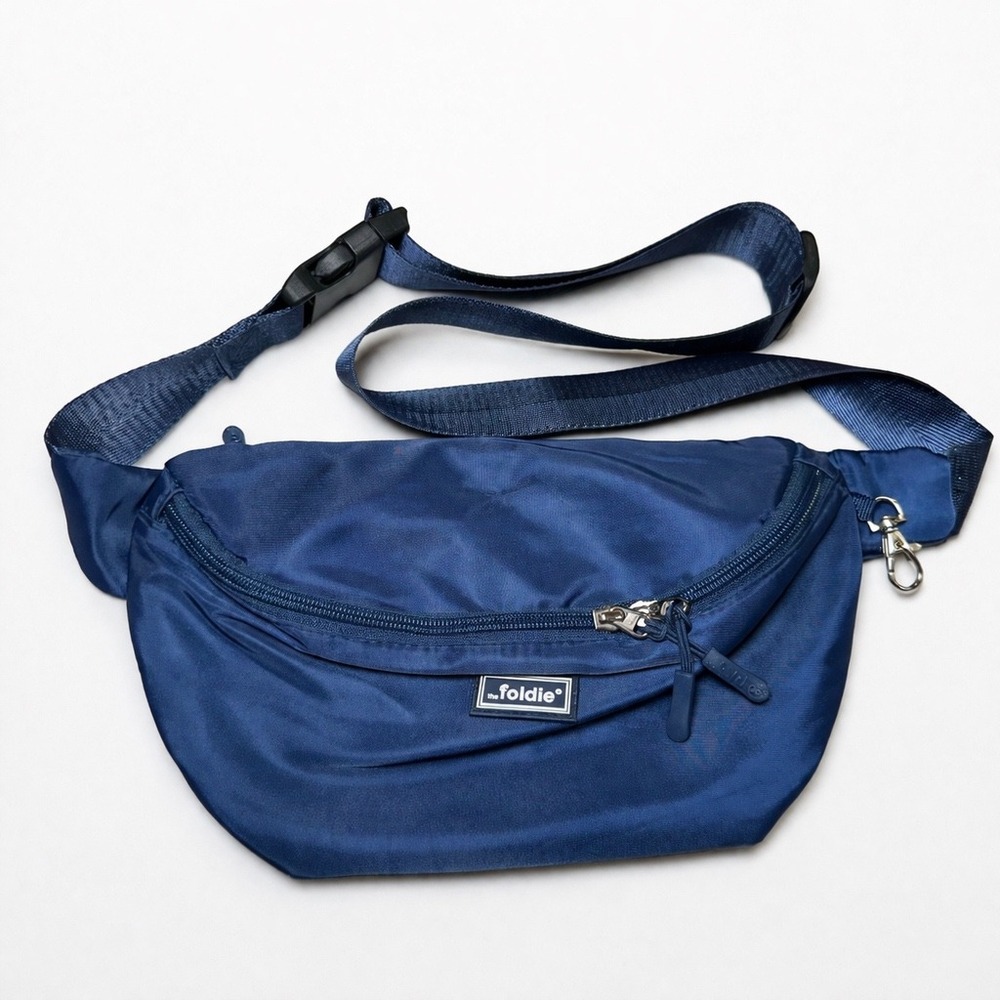 The Foldie Crossbody Navy Blue RFID Safe Belt Bag Fanny Pack Travel Pouch
